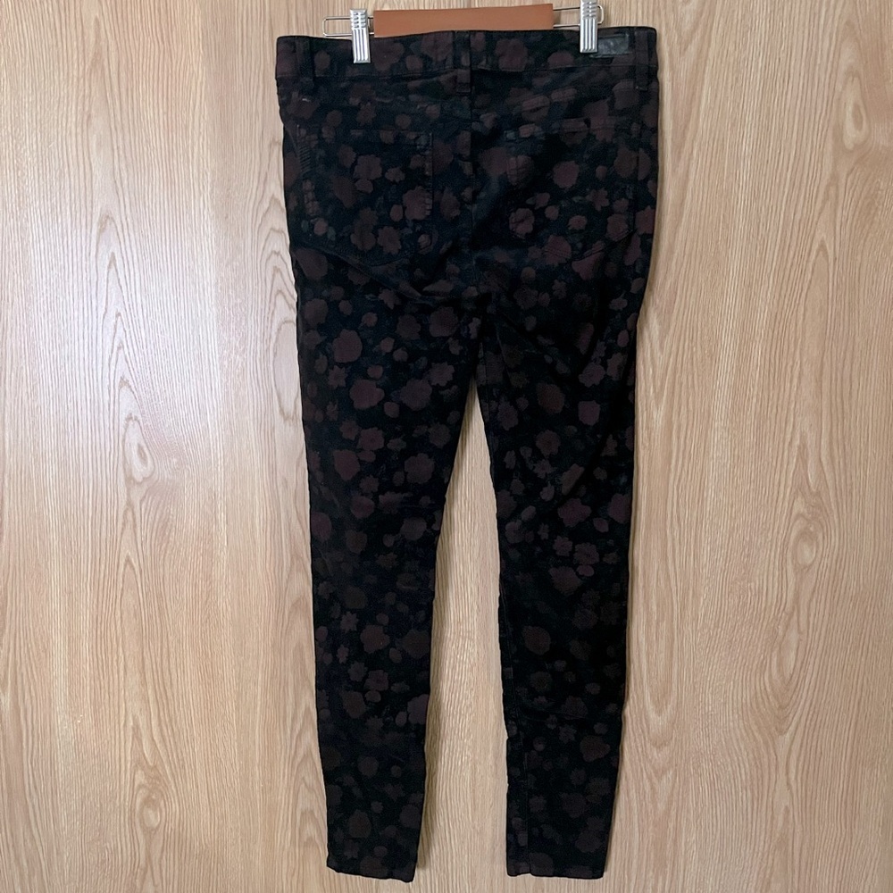 PAIGE Corduroy Vertugo Ultra Skinny Black Rose Floral Jeans - Picture 5 of 5